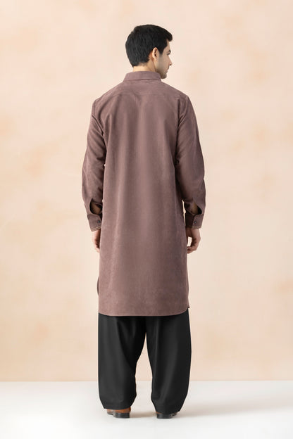 Men's Mocha Brown Suede Pathani Set
