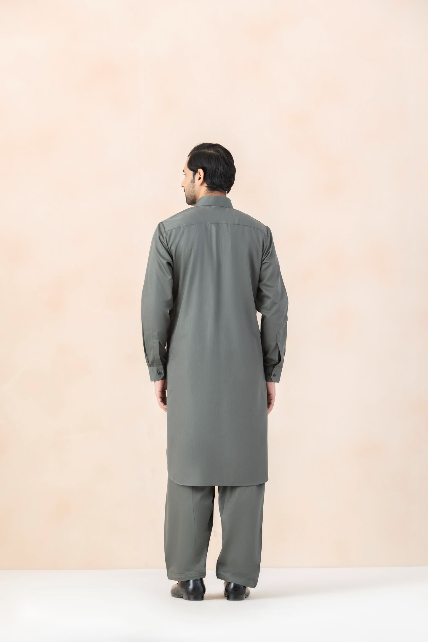 Men's Solid Stone Grey Pathani Set