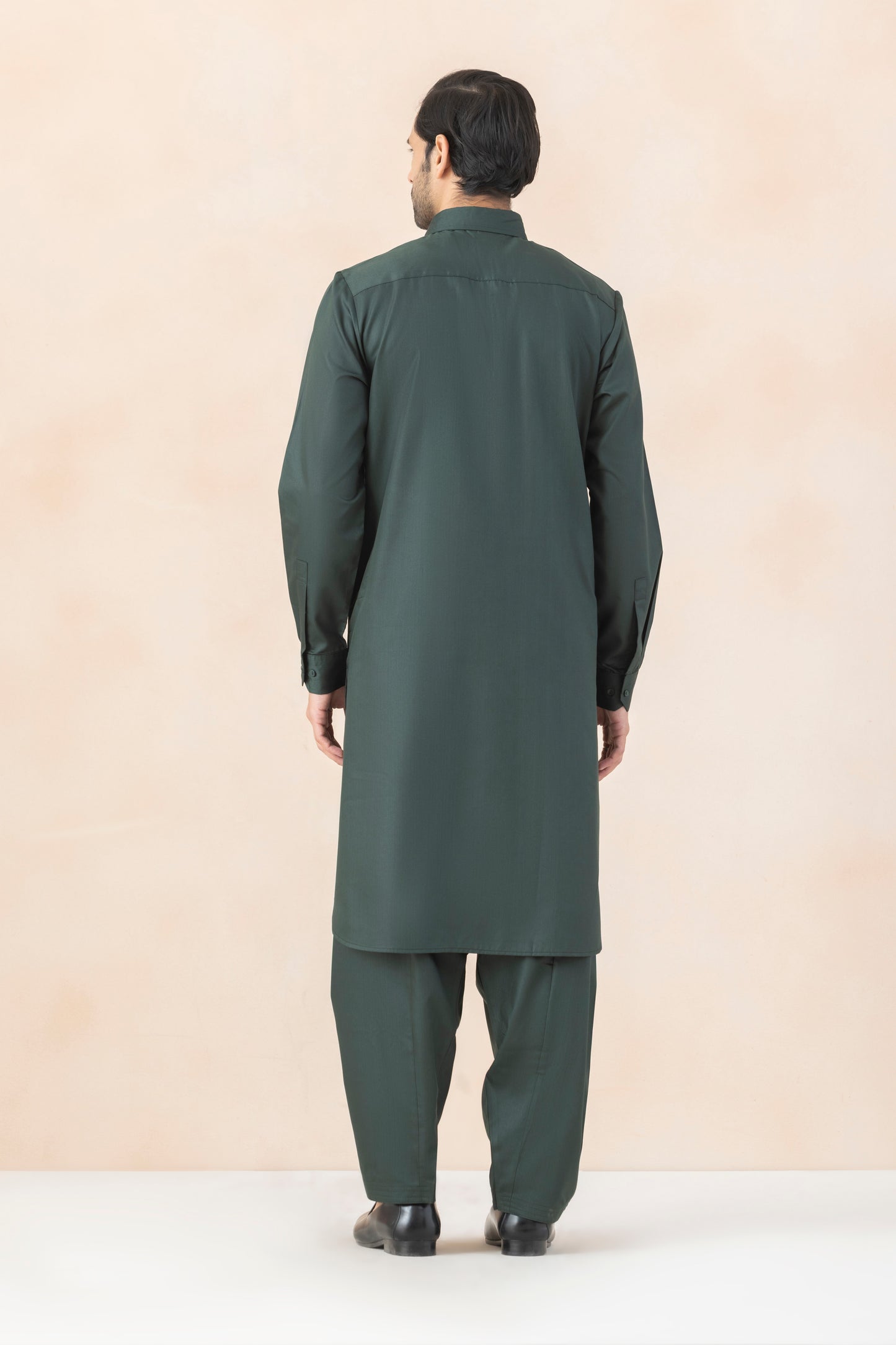 Men's Solid Dark Forest Green Pathani Set
