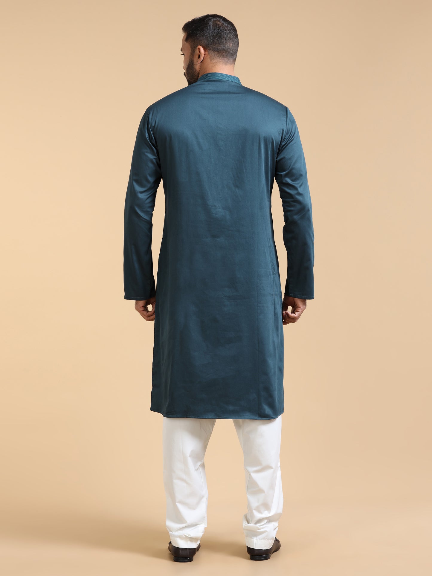 Men's Teal Blue Kurta Pyjama Set