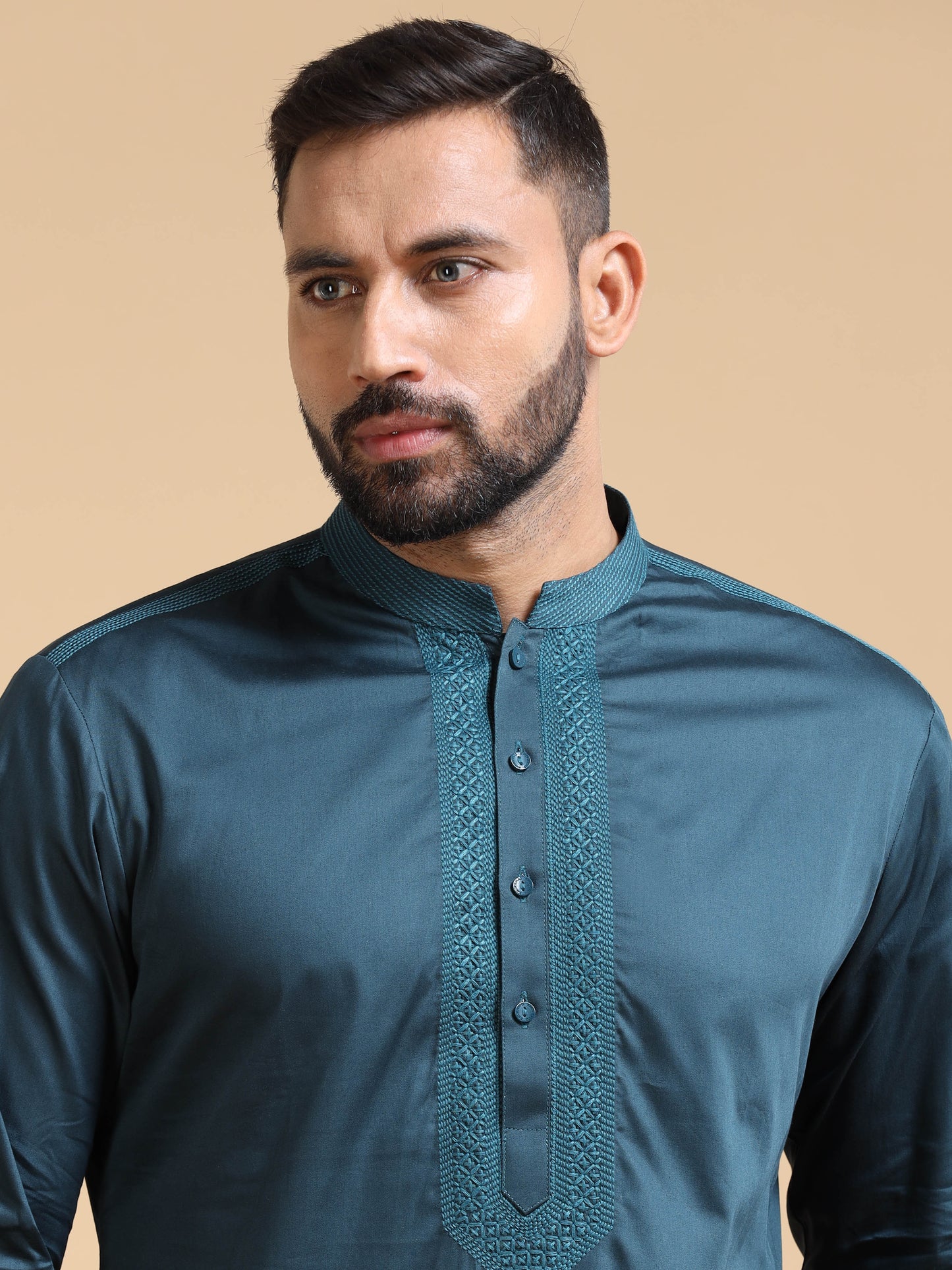 Men's Teal Blue Kurta Pyjama Set