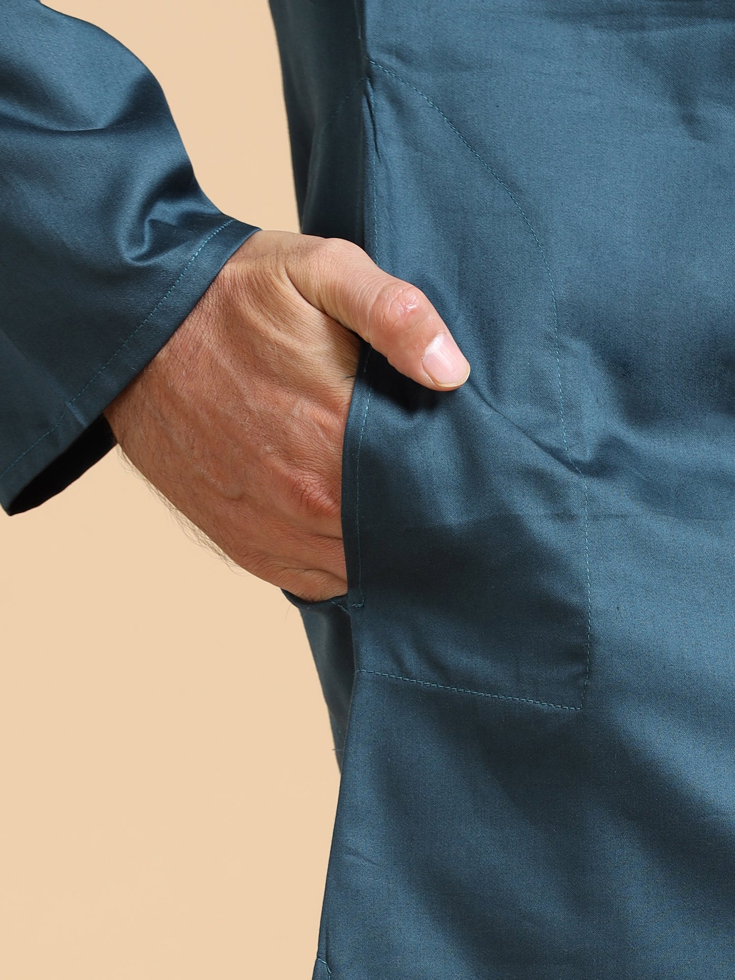 Men's Teal Blue Kurta Pyjama Set