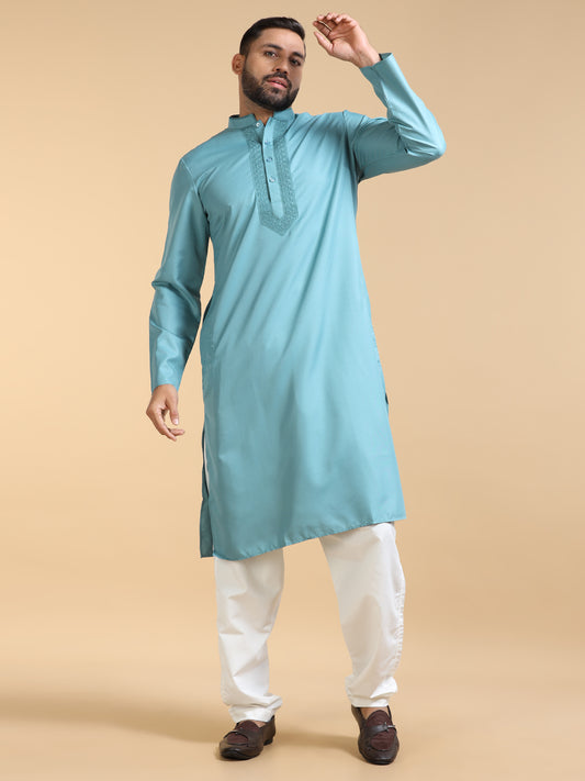 Men's Light Blue Kurta Pyjama Set