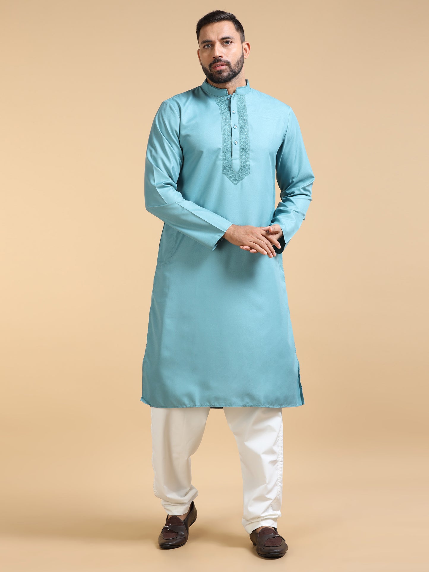 Men's Light Blue Kurta Pyjama Set