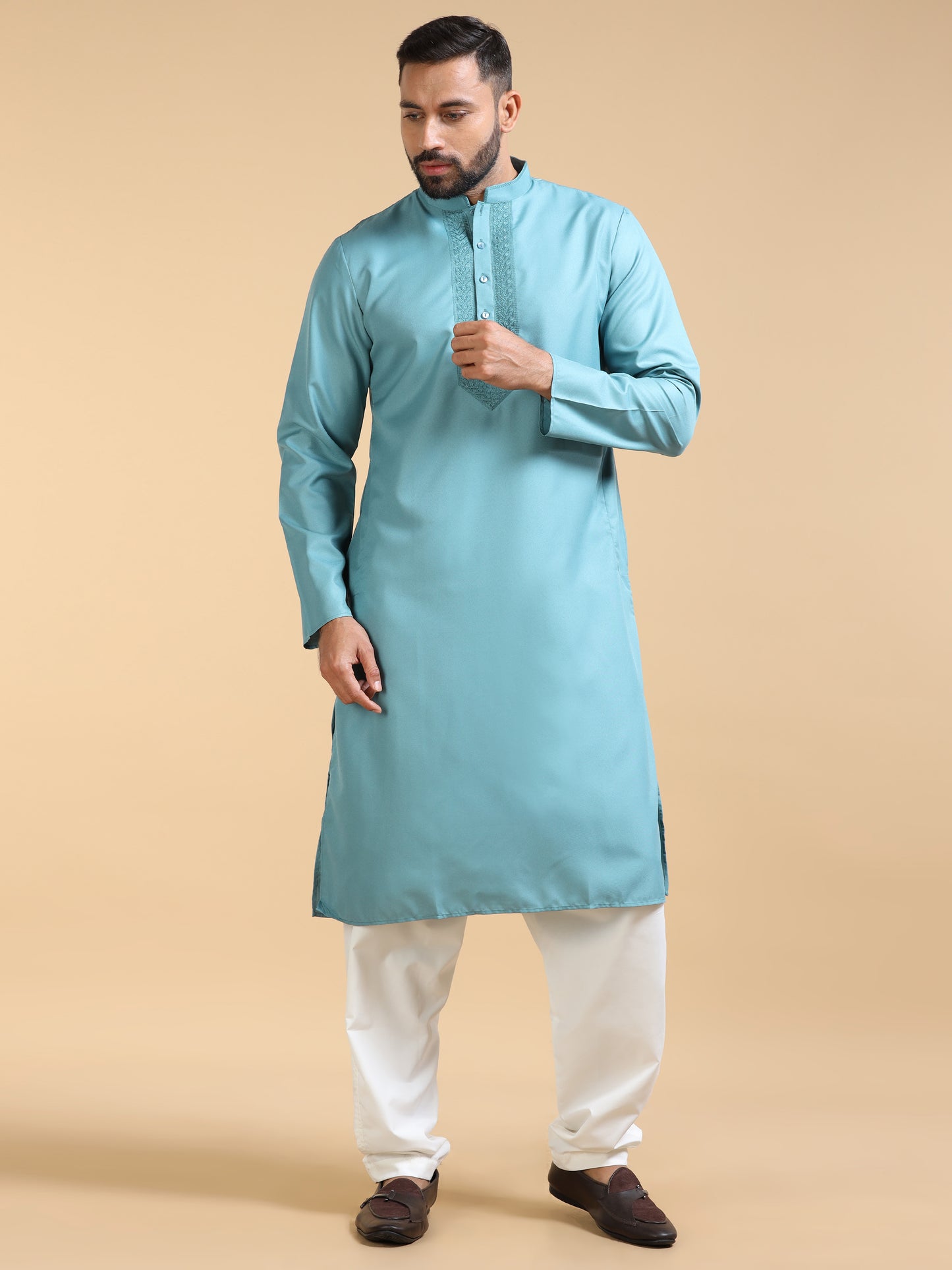 Men's Light Blue Kurta Pyjama Set