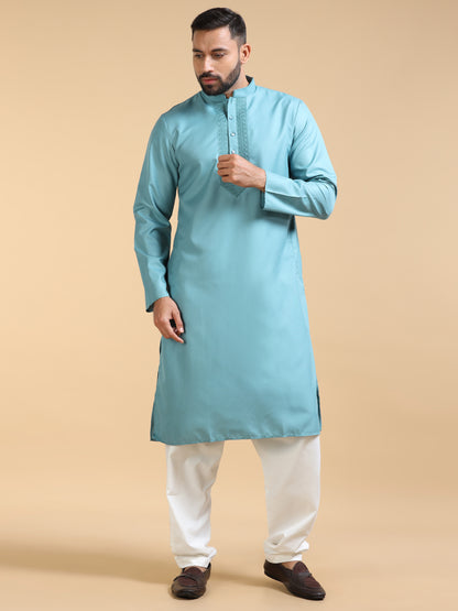 Men's Light Blue Kurta Pyjama Set