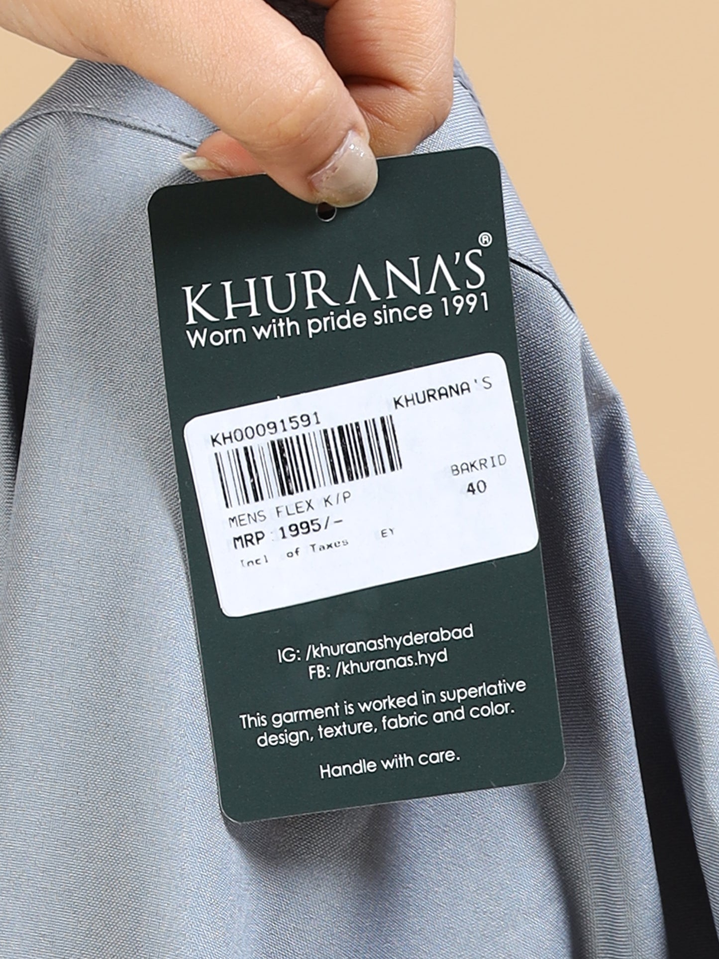 Men's Light Grey Kurta Pajama Set