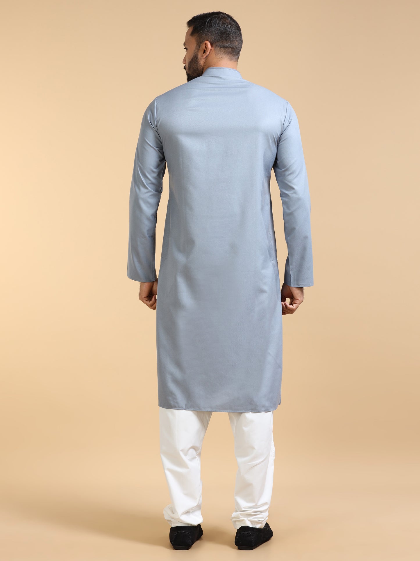 Men's Light Grey Kurta Pajama Set