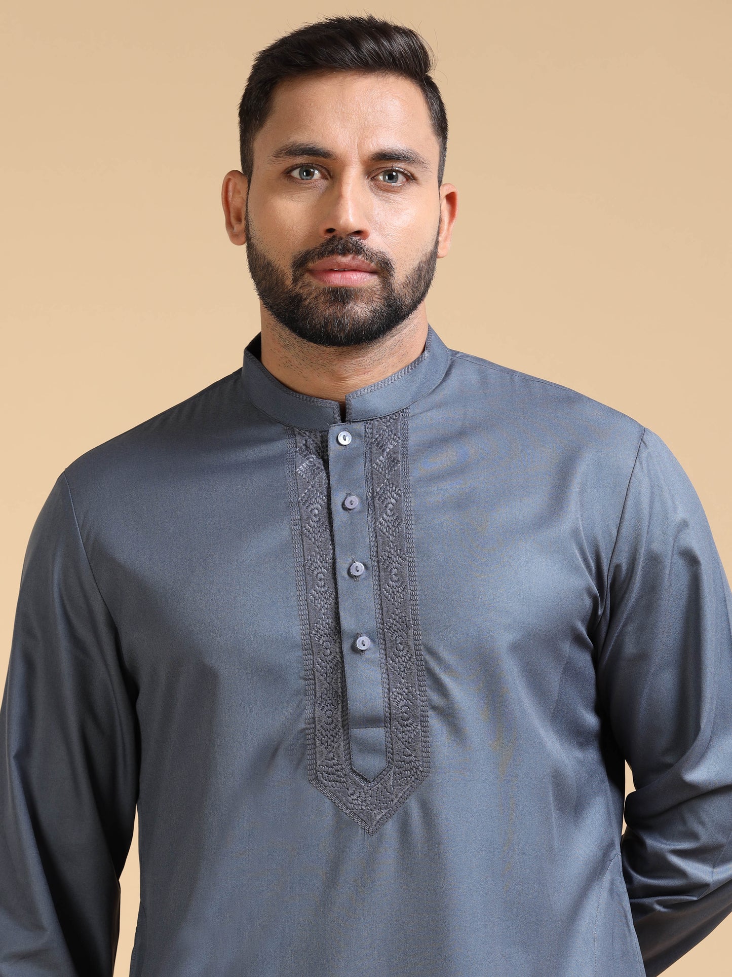 Men's Dark Grey Kurta Pajama Set