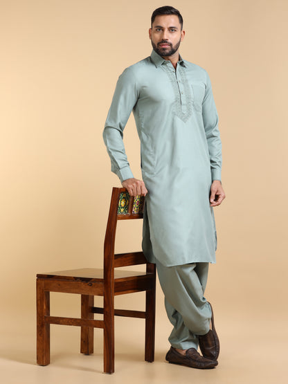 Men’s Pista Green Pathani Set