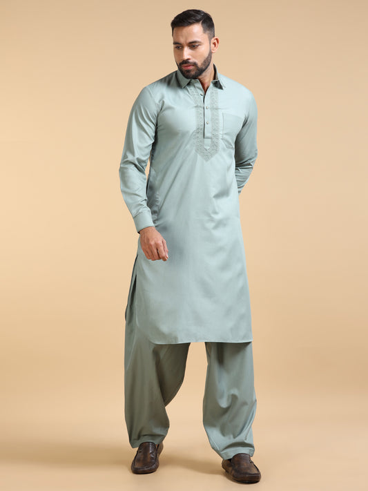 Men’s Pista Green Pathani Set