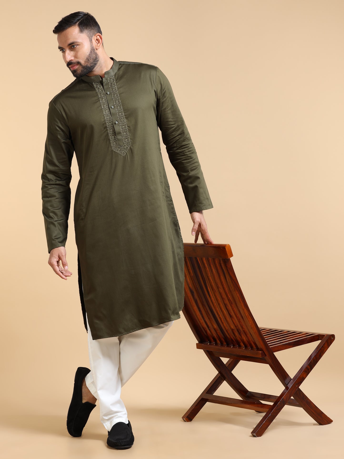 Men’s Olive Green Kurta Set