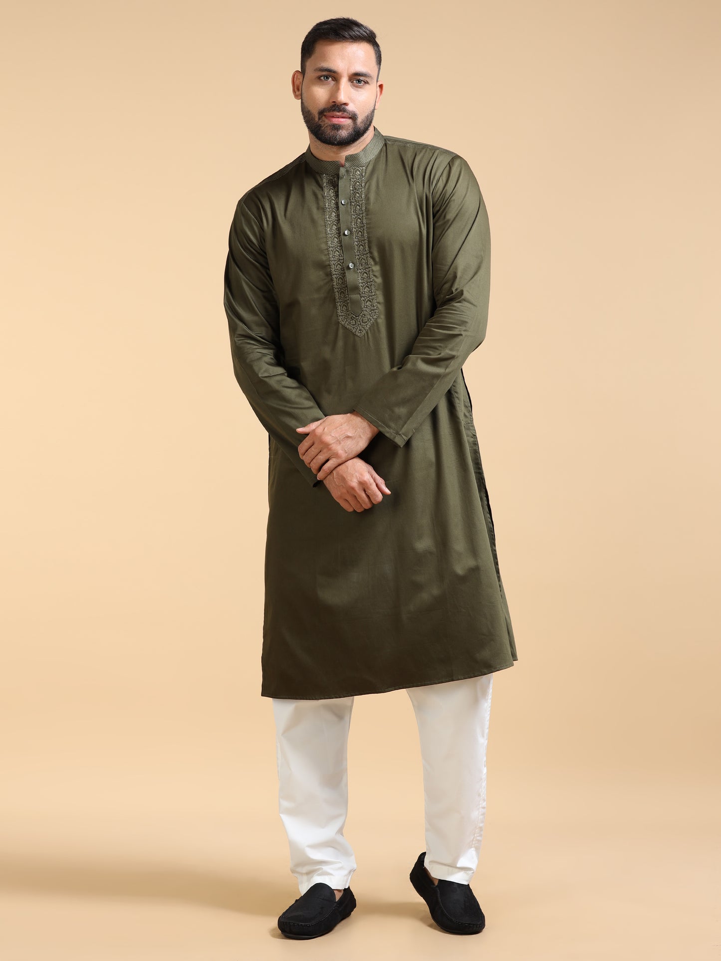 Men’s Olive Green Kurta Set