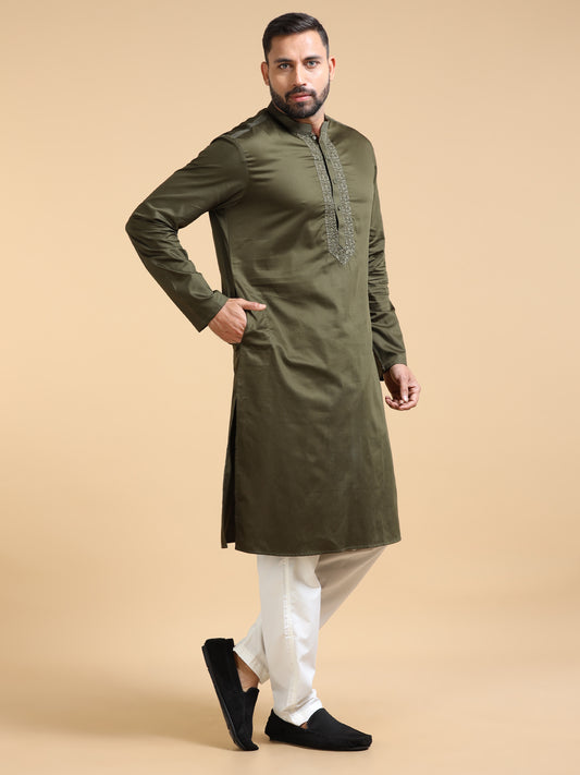 Men’s Olive Green Kurta Set