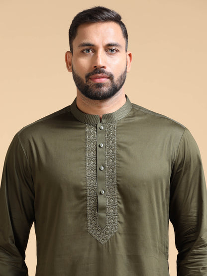 Men’s Olive Green Kurta Set
