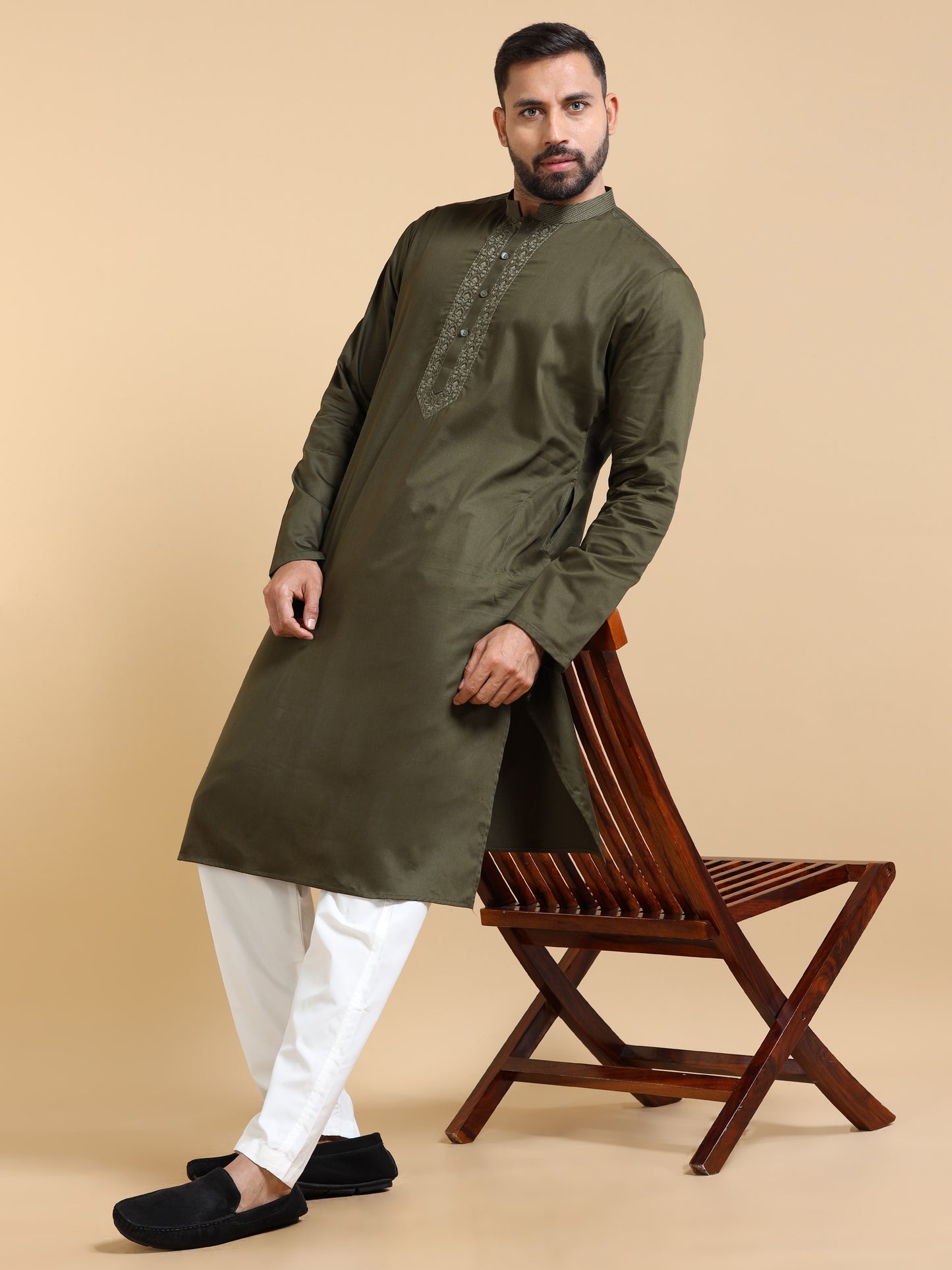 Men’s Olive Green Kurta Set