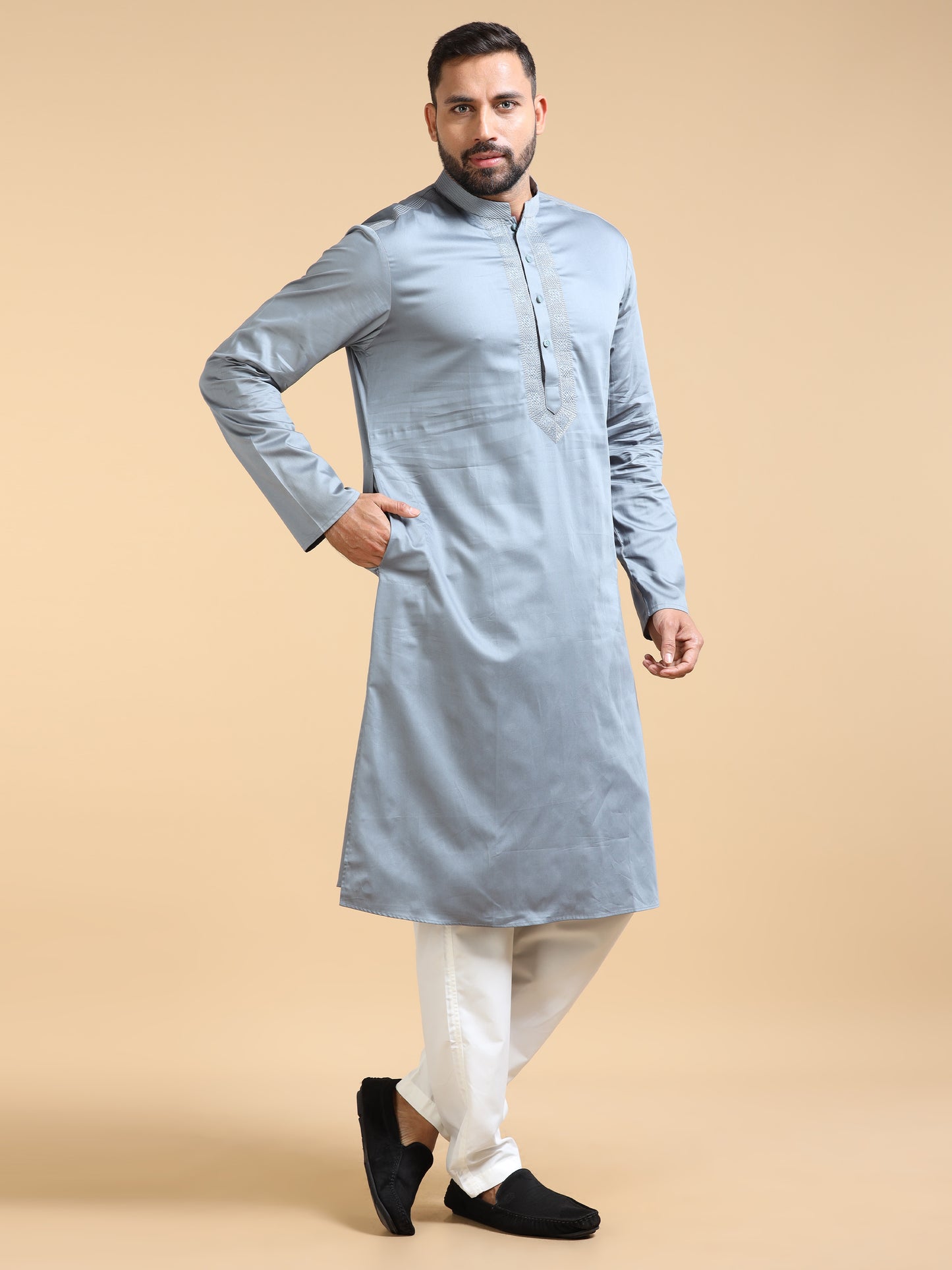 Men’s Steel Blue  Kurta Set