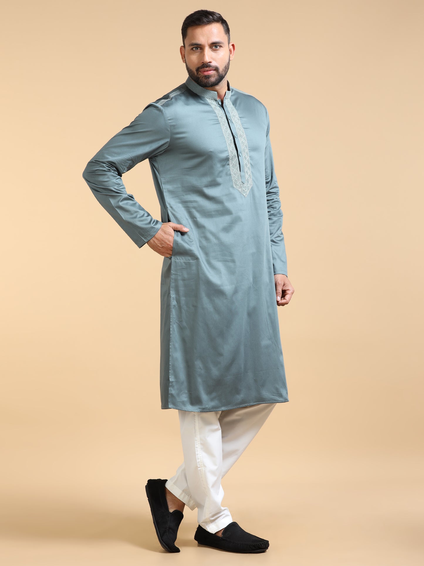 Men’s Dusty Blue Kurta Set