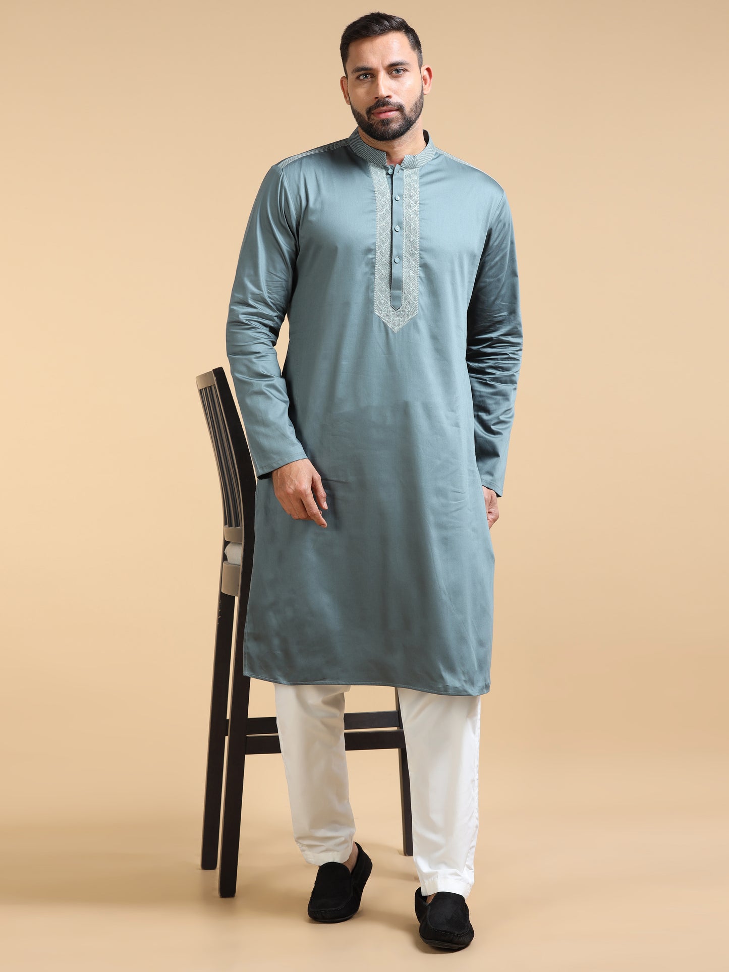 Men’s Dusty Blue Kurta Set