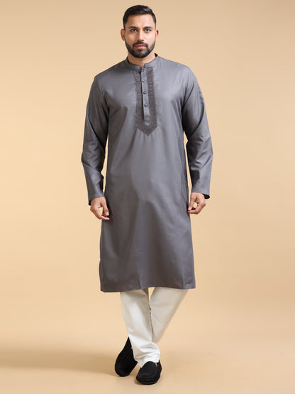 Men's Slate Grey Kurta Pyjama Set