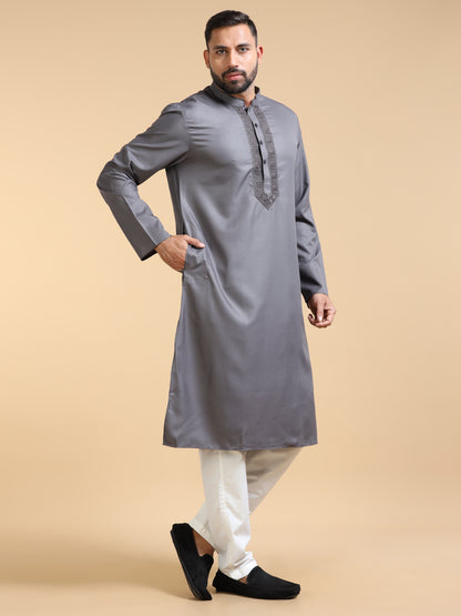 Men's Slate Grey Kurta Pyjama Set