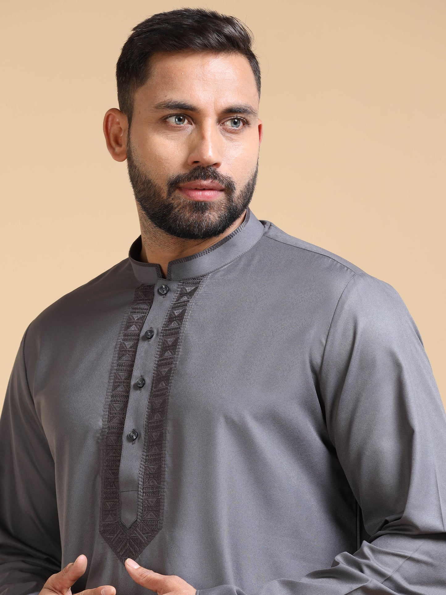Men's Slate Grey Kurta Pyjama Set