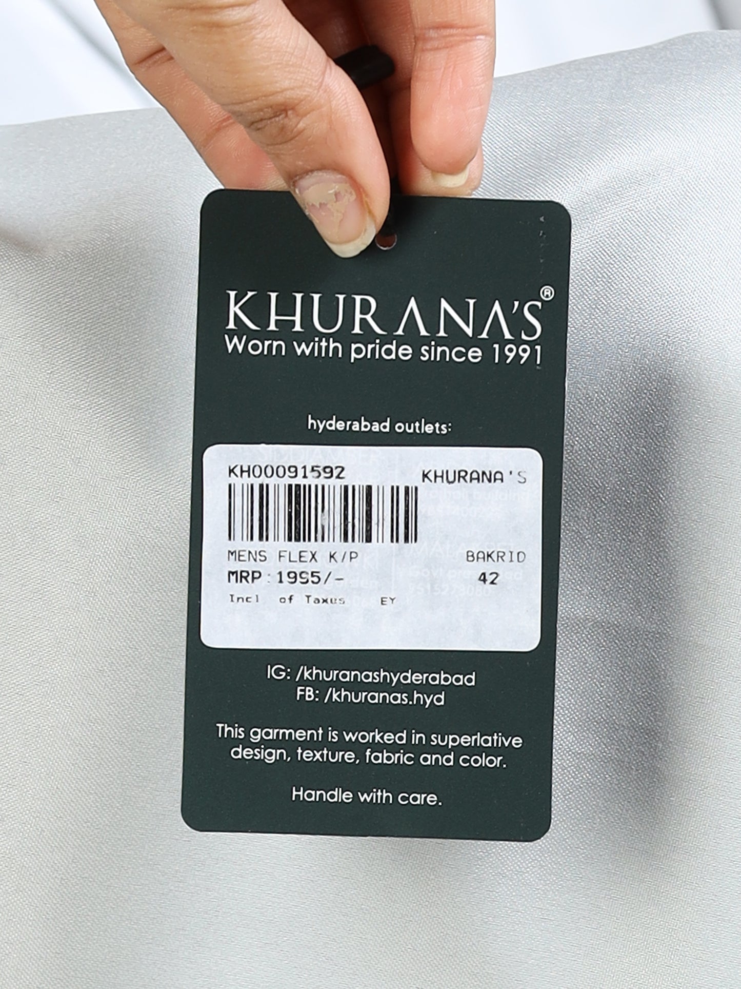 Men's Pearl Grey Kurta Pajama Set