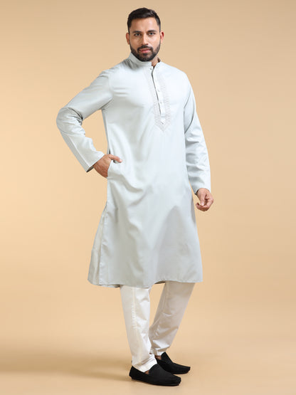 Men's Pearl Grey Kurta Pajama Set