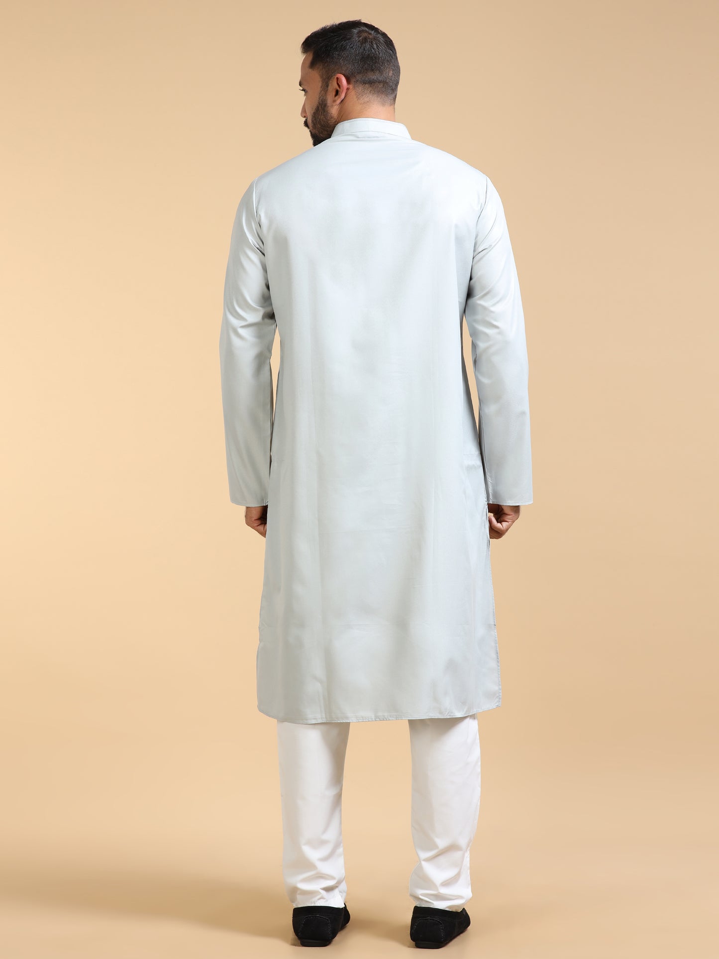 Men's Pearl Grey Kurta Pajama Set