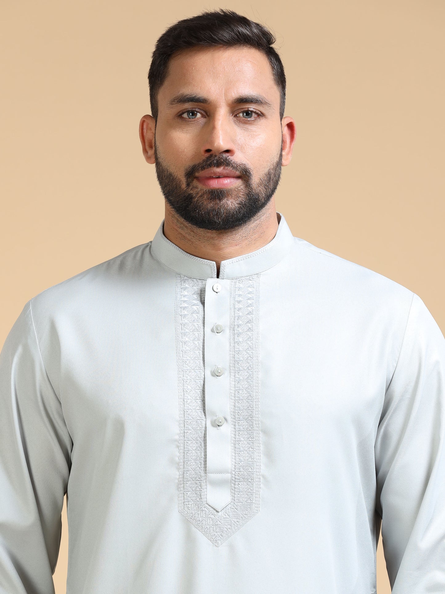 Men's Pearl Grey Kurta Pajama Set