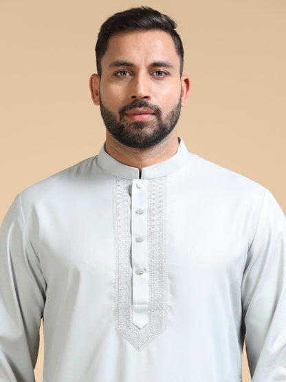 Men's Pearl Grey Kurta Pajama Set