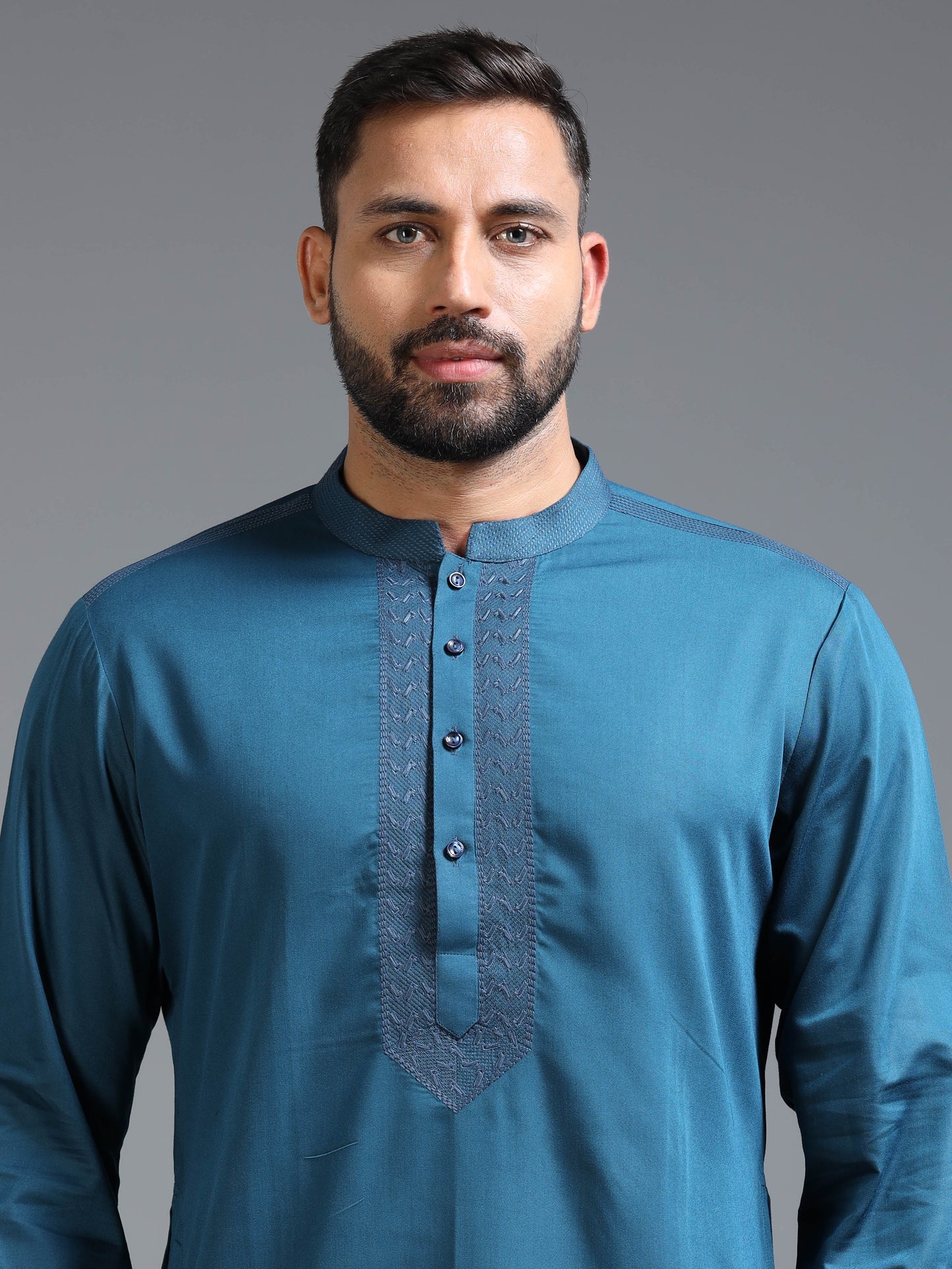 Men's Peacock Blue Kurta Pajama Set