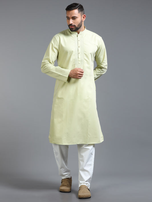 Men’s Lime Green Cotton Kurta Set