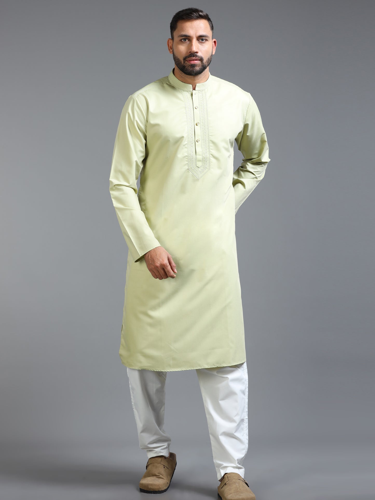 Men’s Lime Green Cotton Kurta Set