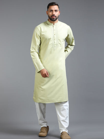 Men’s Lime Green Cotton Kurta Set