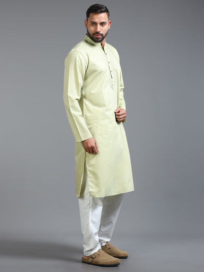 Men’s Lime Green Cotton Kurta Set