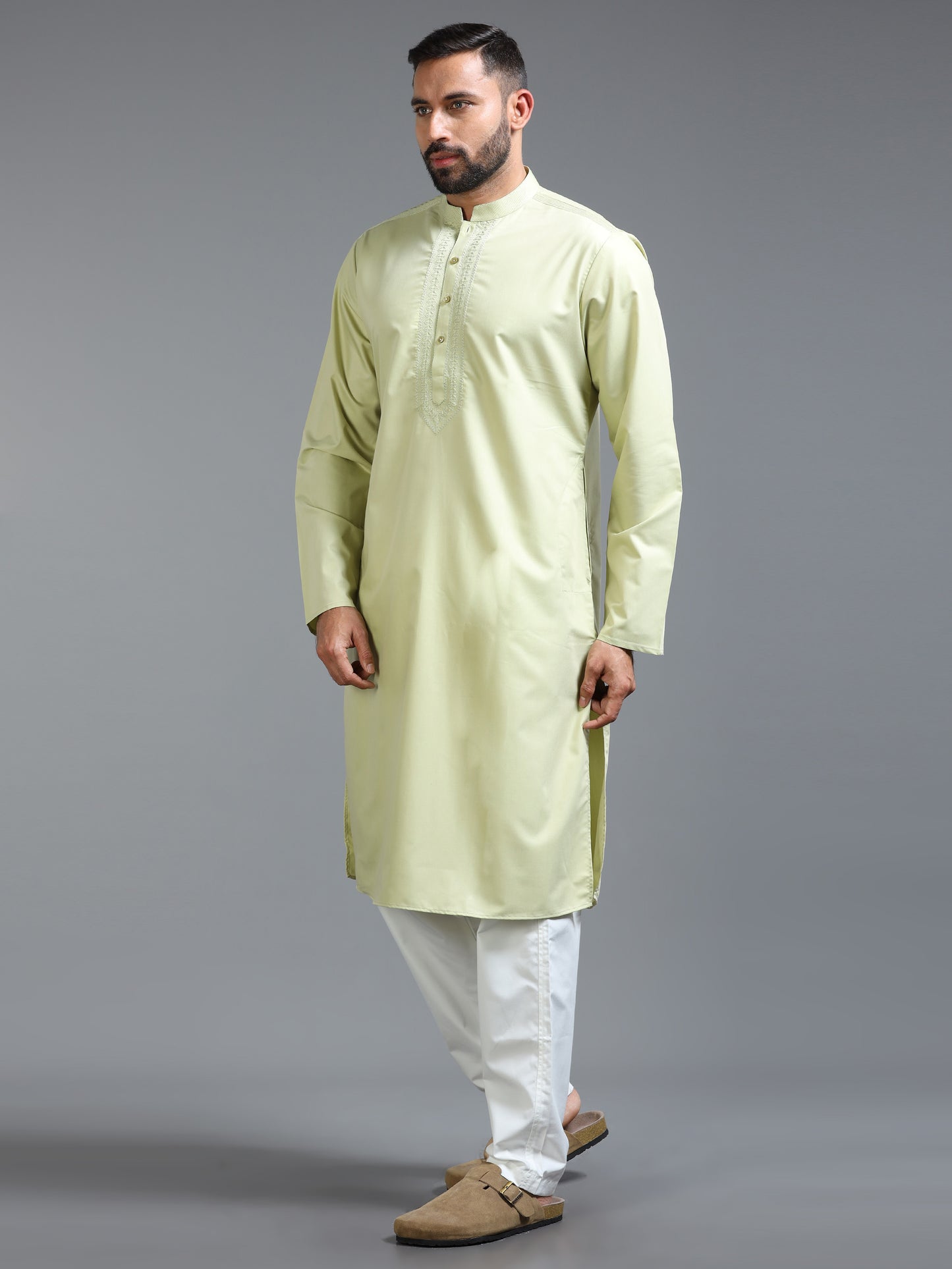 Men’s Lime Green Cotton Kurta Set