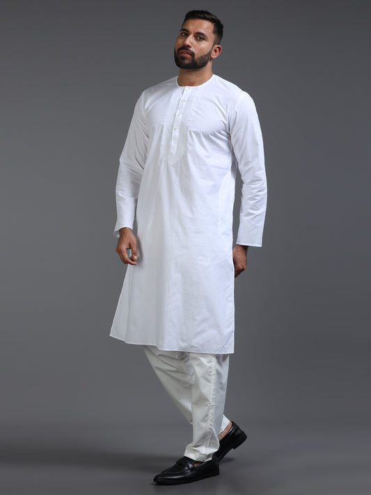 Men’s White Cotton Kurta Pyjama Set
