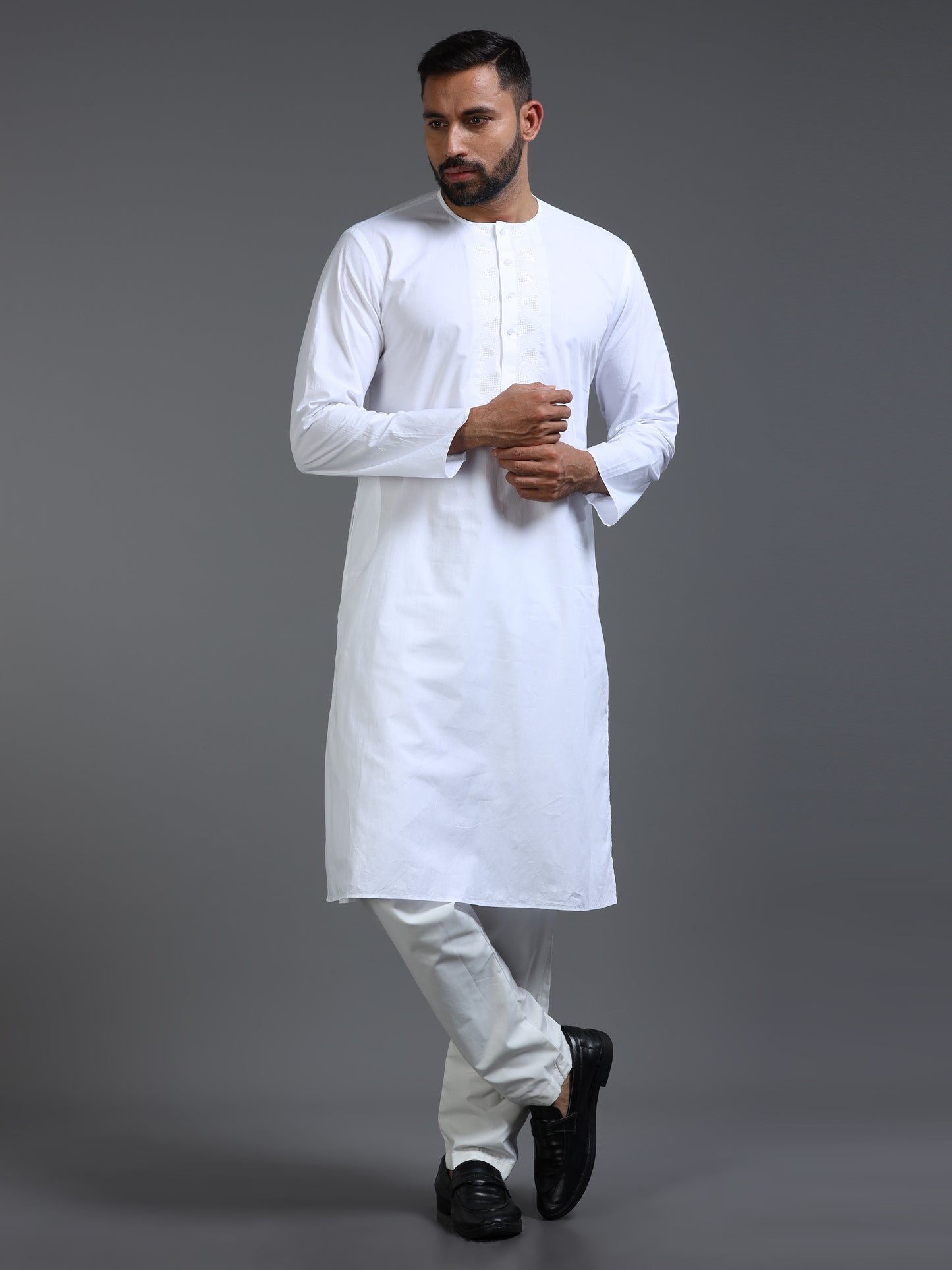 Men’s White Cotton Kurta Pyjama Set