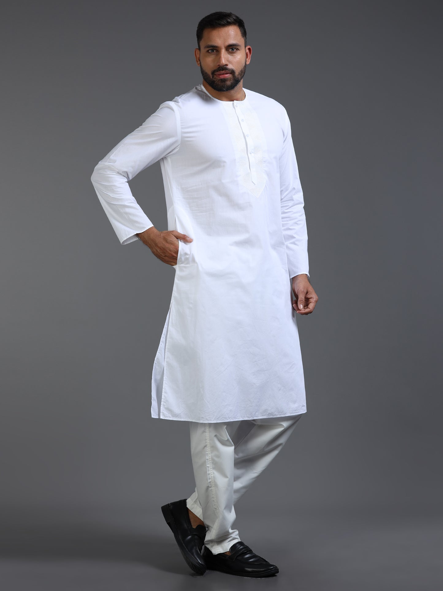 Men’s White Cotton Kurta Pyjama Set