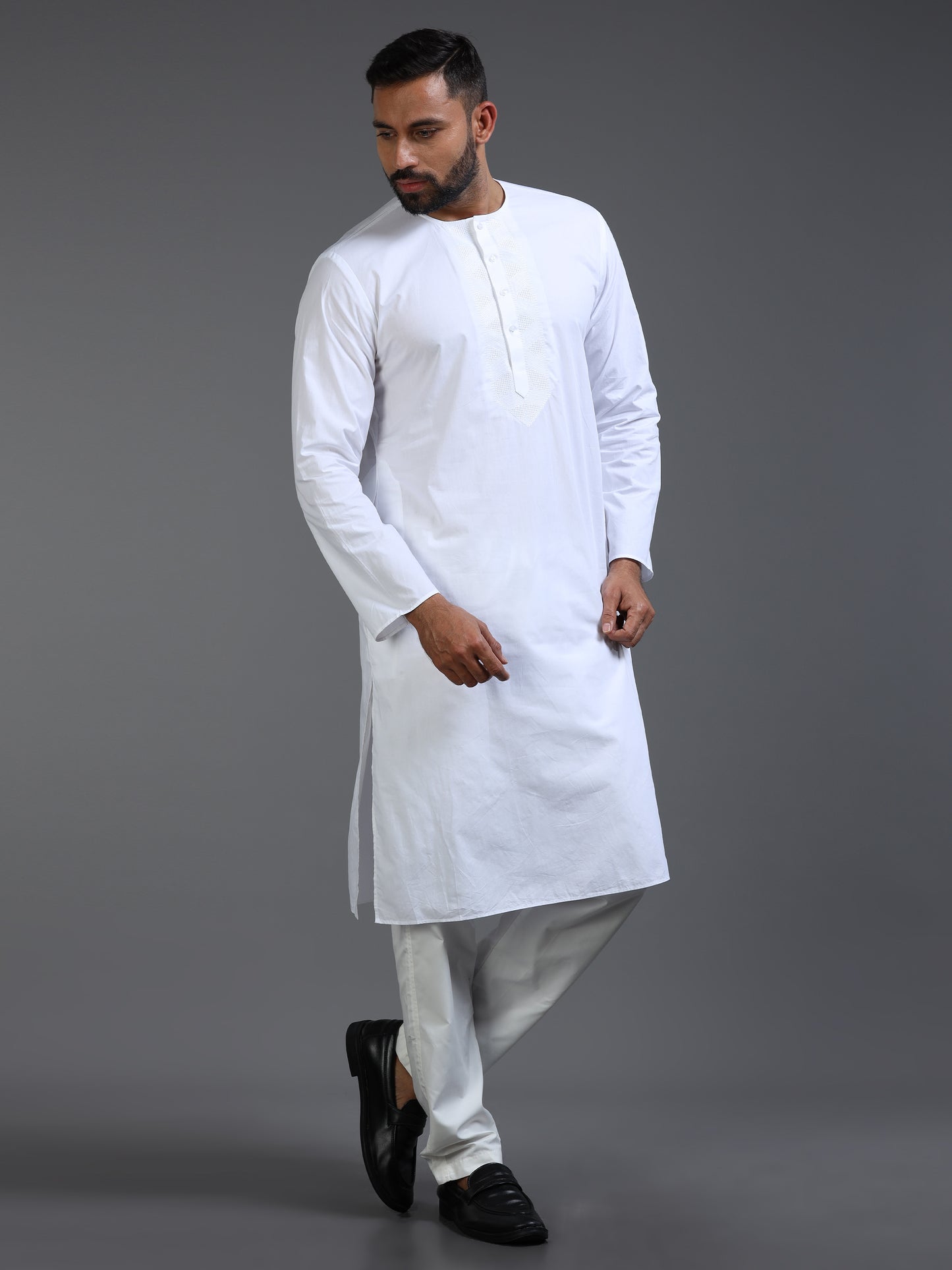 Men’s White Cotton Kurta Pyjama Set