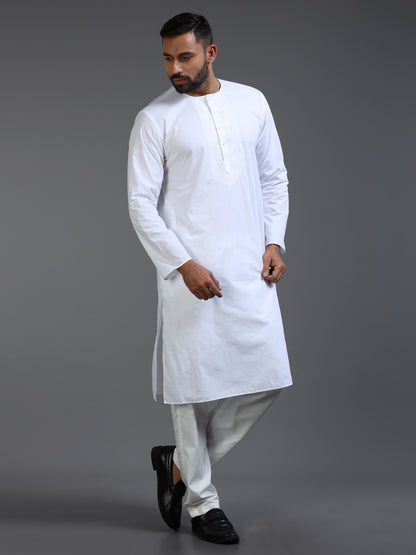 Men’s White Cotton Kurta Pyjama Set