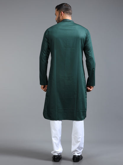 Men's Bottle Green Kurta Pajama Set