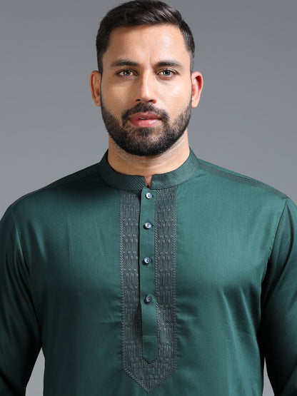 Men's Bottle Green Kurta Pajama Set