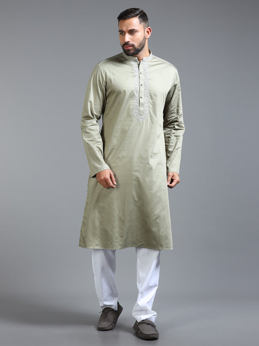 Men’s Light Olive Green Kurta Set