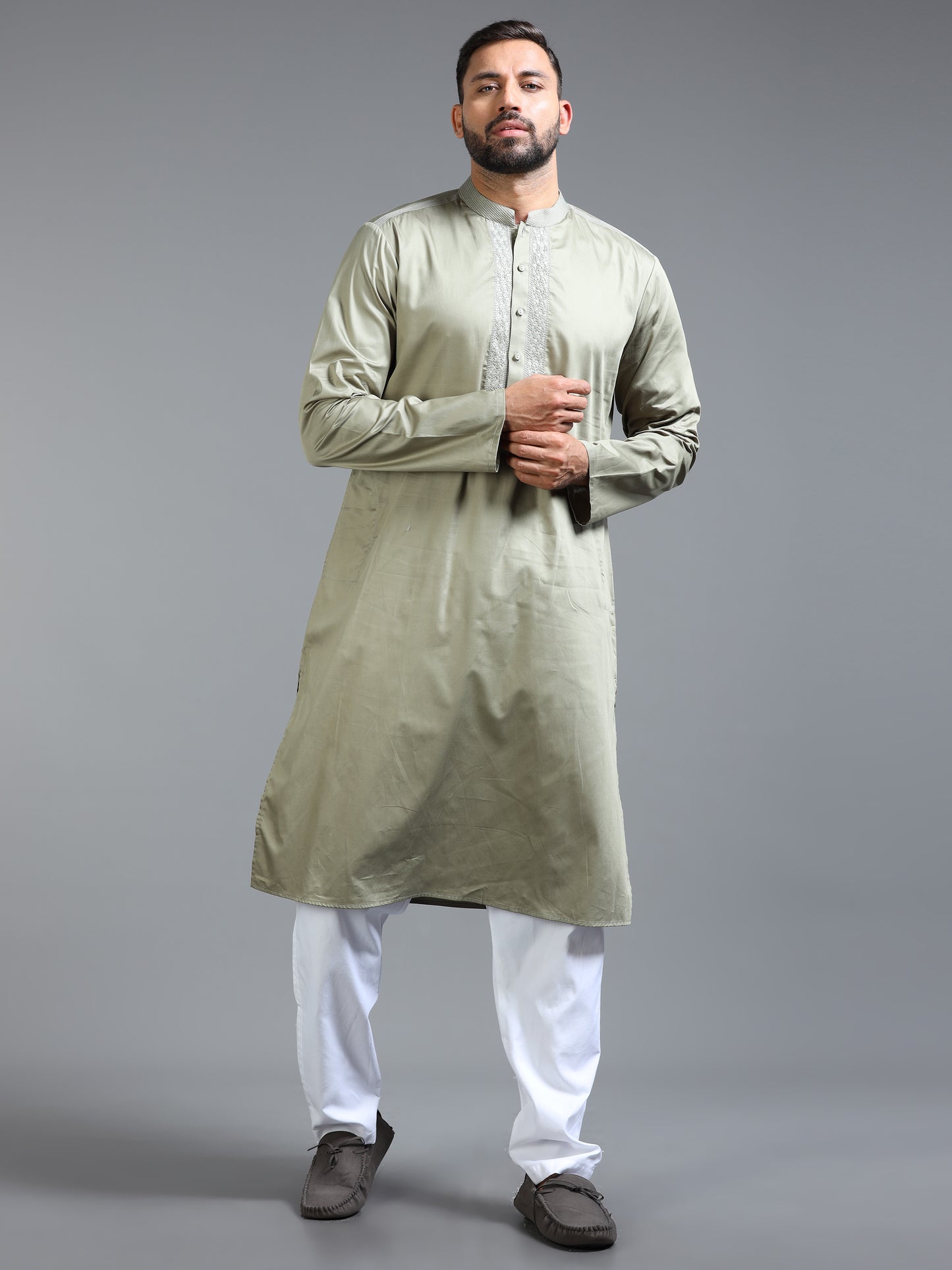 Men’s Light Olive Green Kurta Set