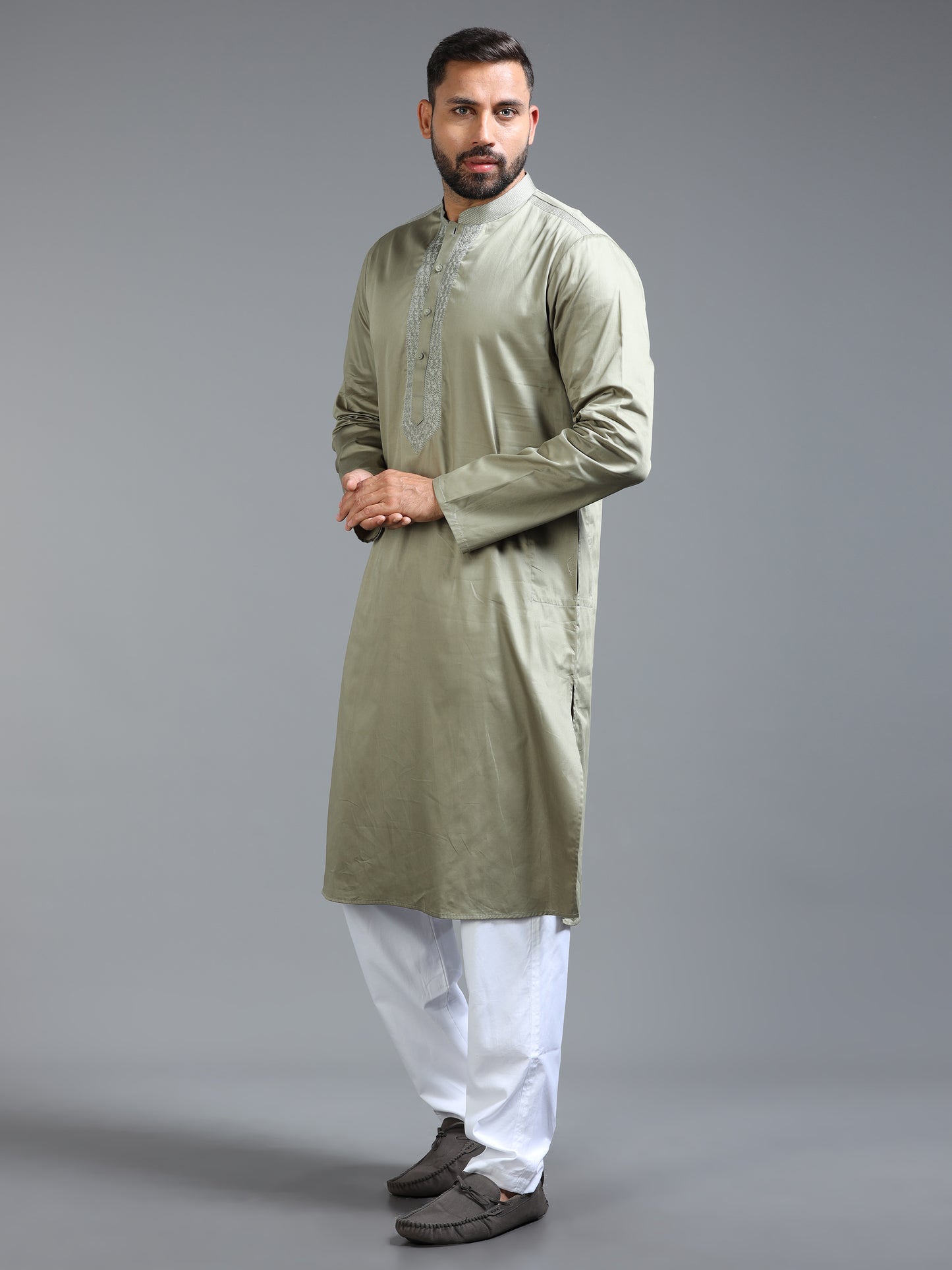 Men’s Light Olive Green Kurta Set