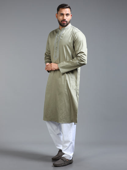 Men’s Light Olive Green Kurta Set