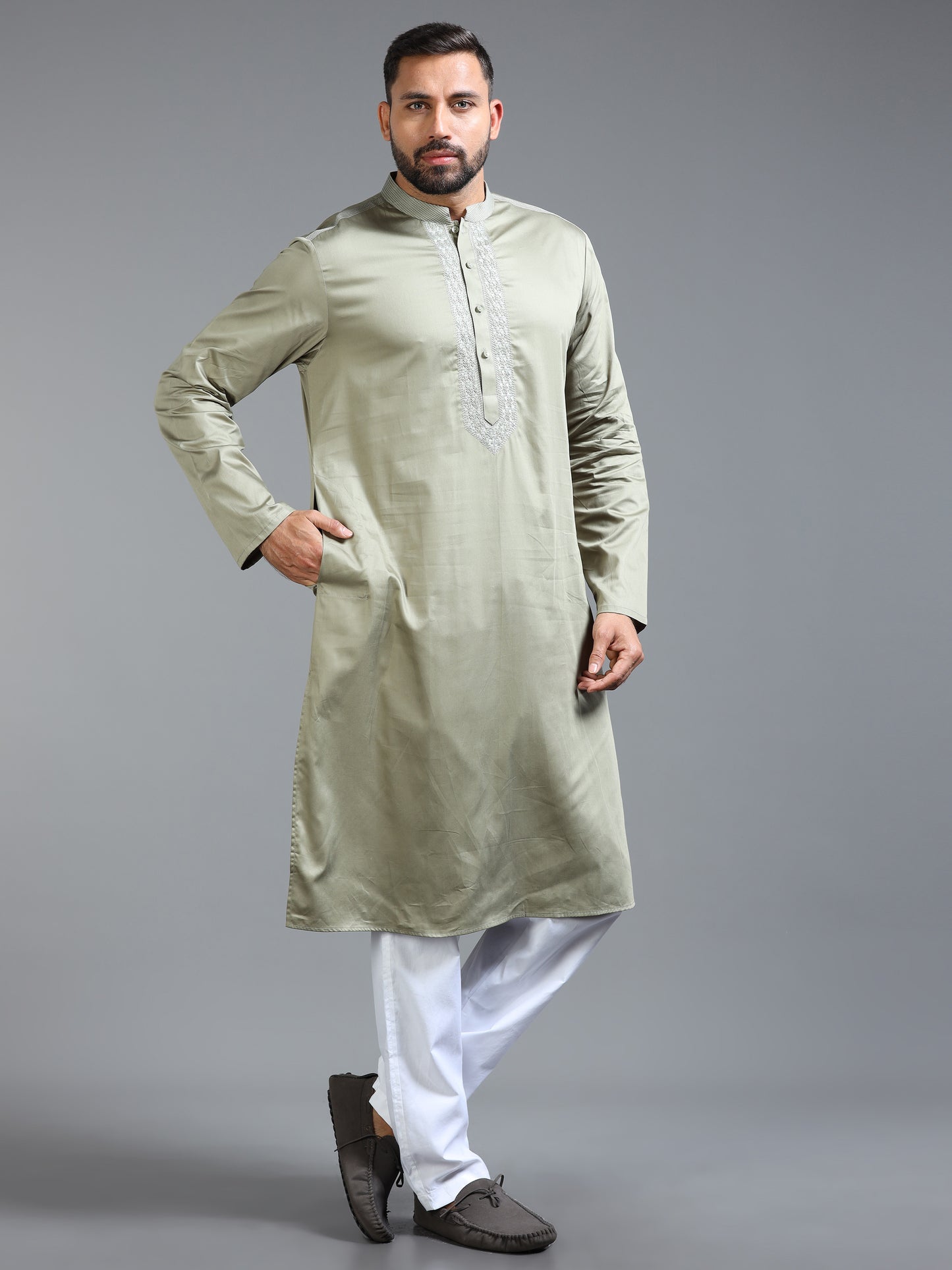 Men’s Light Olive Green Kurta Set