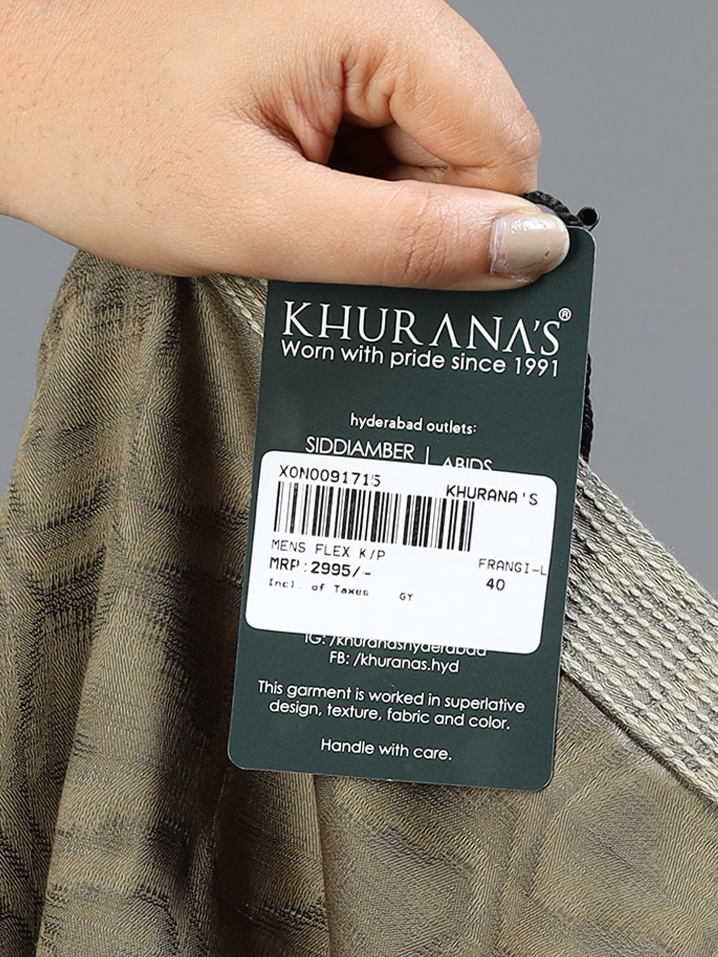 Olive Green Jacquard Kurta Set for Men with White Pyjama
